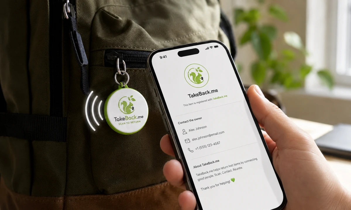 Сканирование NFC-брелка TakeBack.me смартфоном